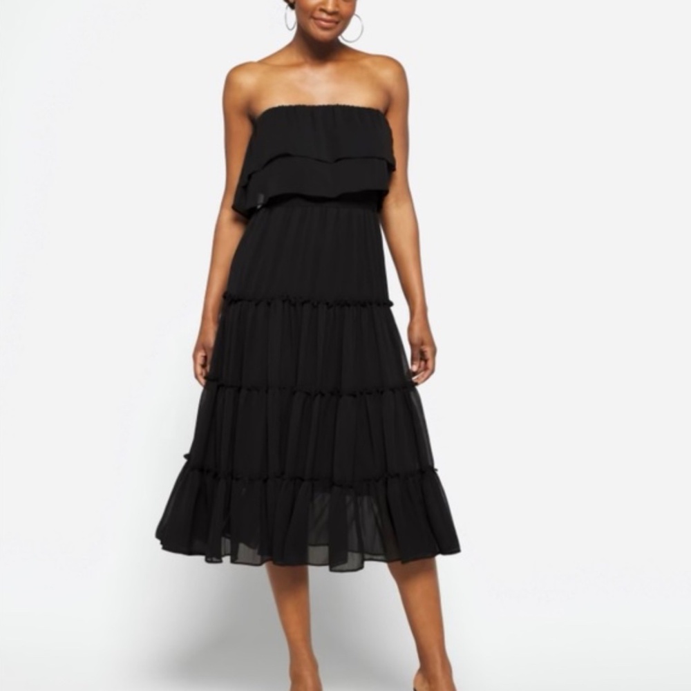 1. State black strapless ruffle midi dress size XL